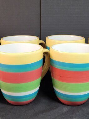 Lot of 4 Artimino China CIAO II SUMMER STRIPE Mugs